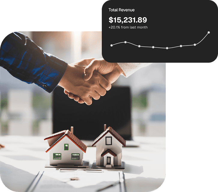 Highest paying timeshare rentals composite showing handshake, revenue graph and property models